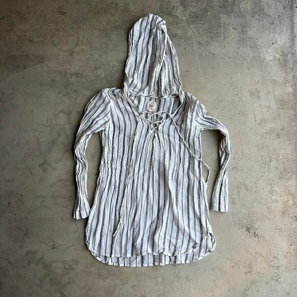 Billabong After Surf striped vertical light hoodie top womens size M - Picture 1 of 2